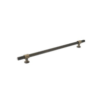 Momo BELGRAVIA 520mm knurled back-to-back entry pull handle mounted on door, made of durable metal with textured grip surface.