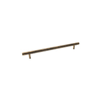 Momo Bellevue 496mm plain back-to-back entry pull handle, shown installed on a door with a polished metal finish.