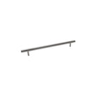 Momo Bellevue 496mm back-to-back plain entry pull handle in brushed metal finish mounted on door.