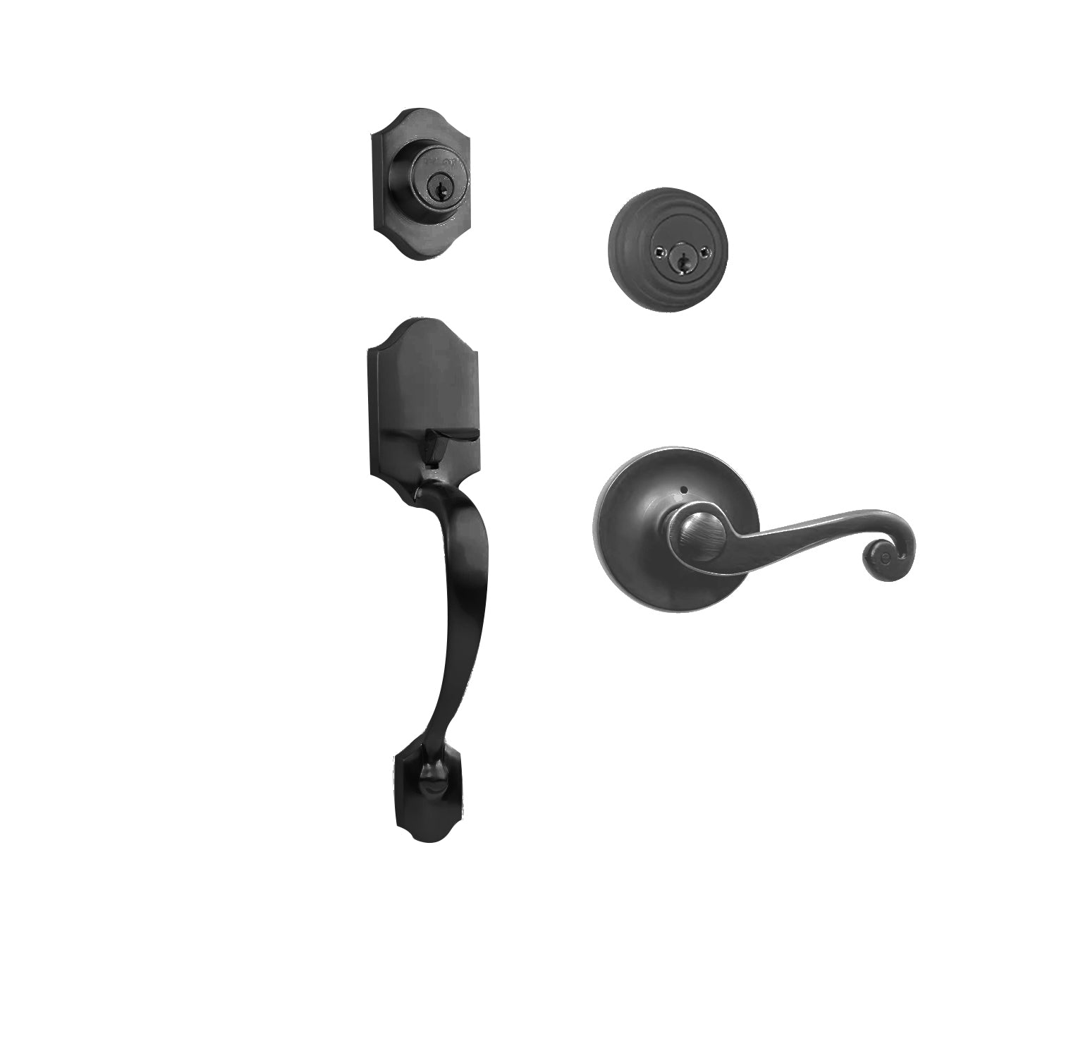 Charente Entry D/C w/Spira Lever MB BP in Matt Black