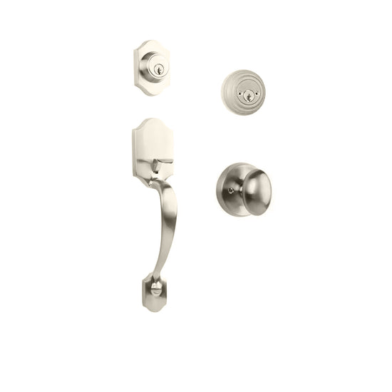 Charente Entry D/C w/Uovo Knob SN BP in Satin Nickel