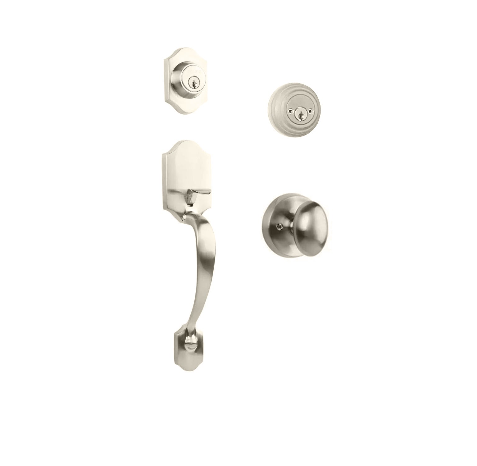 Charente Entry D/C w/Uovo Knob SN BP in Satin Nickel