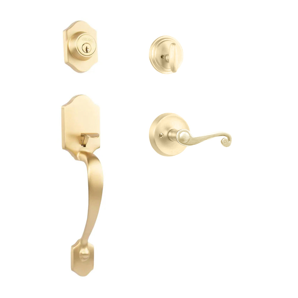 N2LOK Charente single cylinder entrance set with spiral lever, featuring brass finish for secure door entry.
