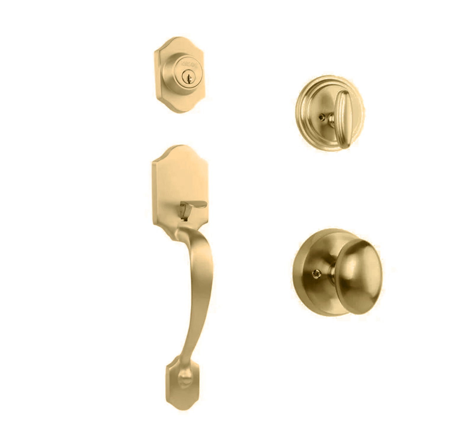 Charente Entry S/C w/Uovo Knob SB BP in Satin Brass