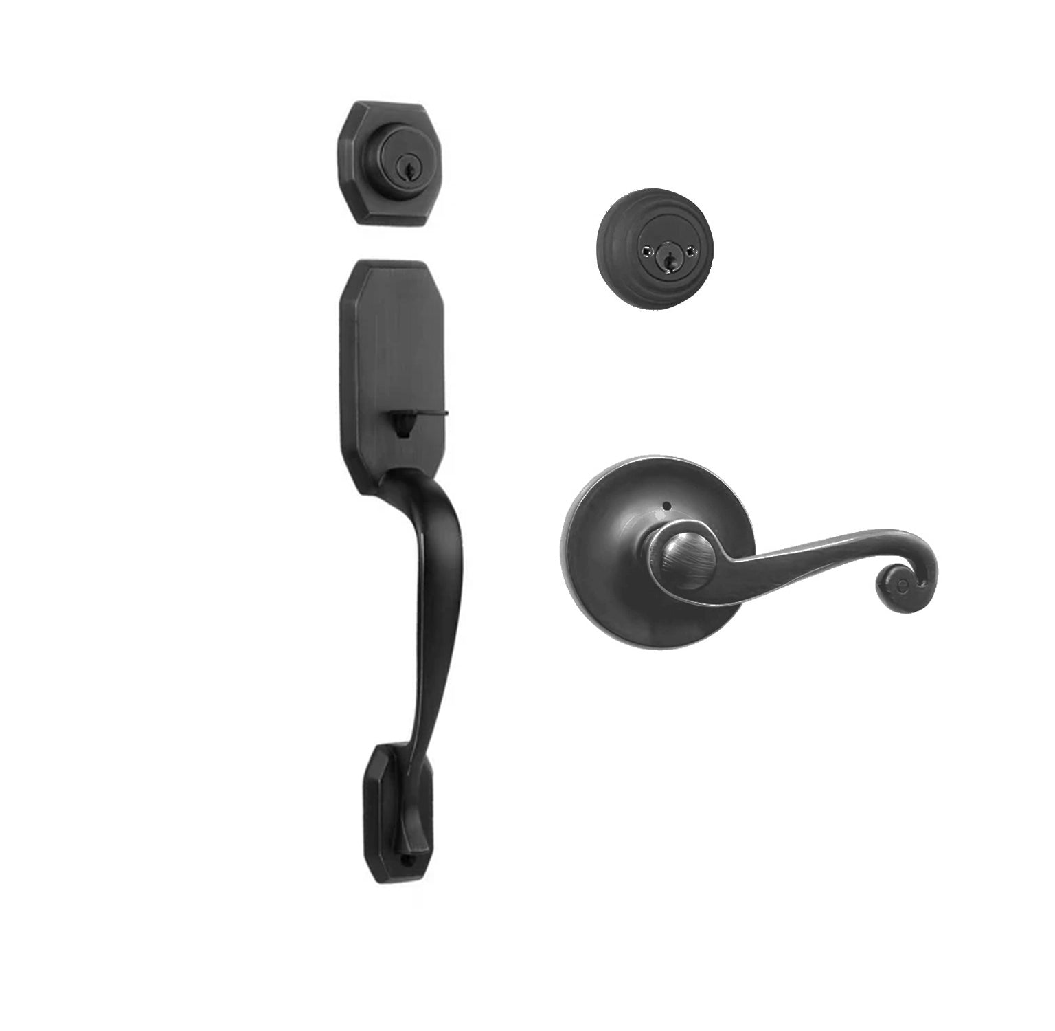 Garrone Entry D/C w/Spira Lever MB BP in Matt Black
