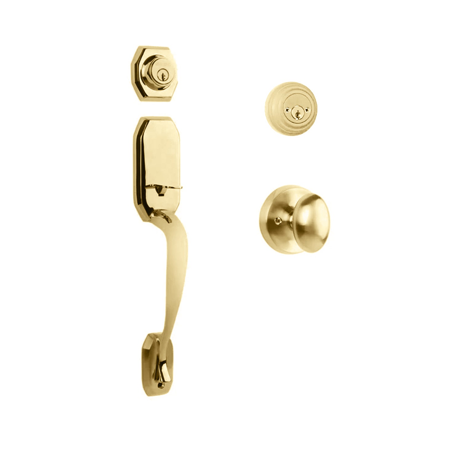 Garrone Entry D/C w/Uovo Knob L03 BP in Polished Brass