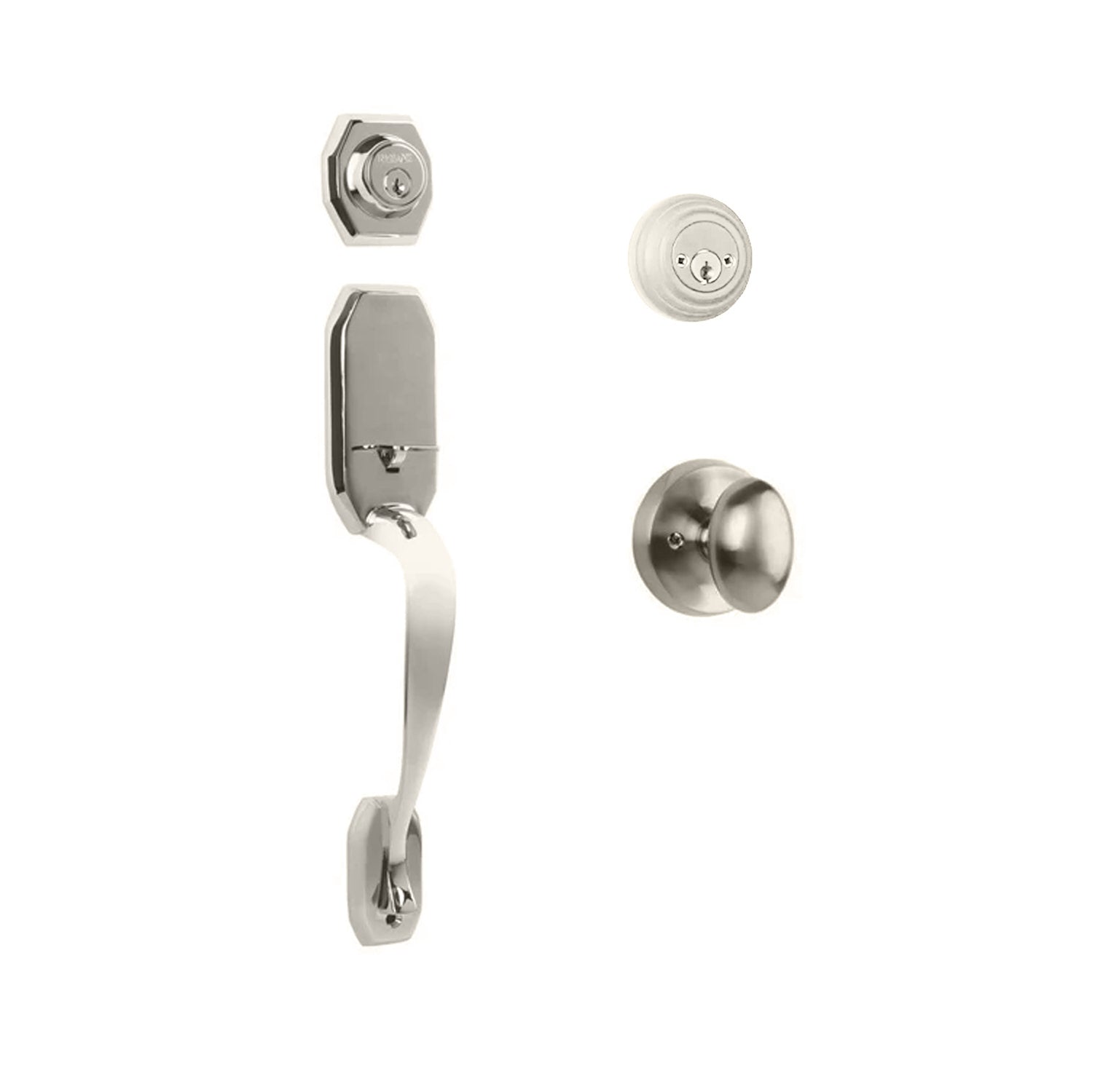 Garrone Entry D/C w/Uovo Knob SN BP in Satin Nickel