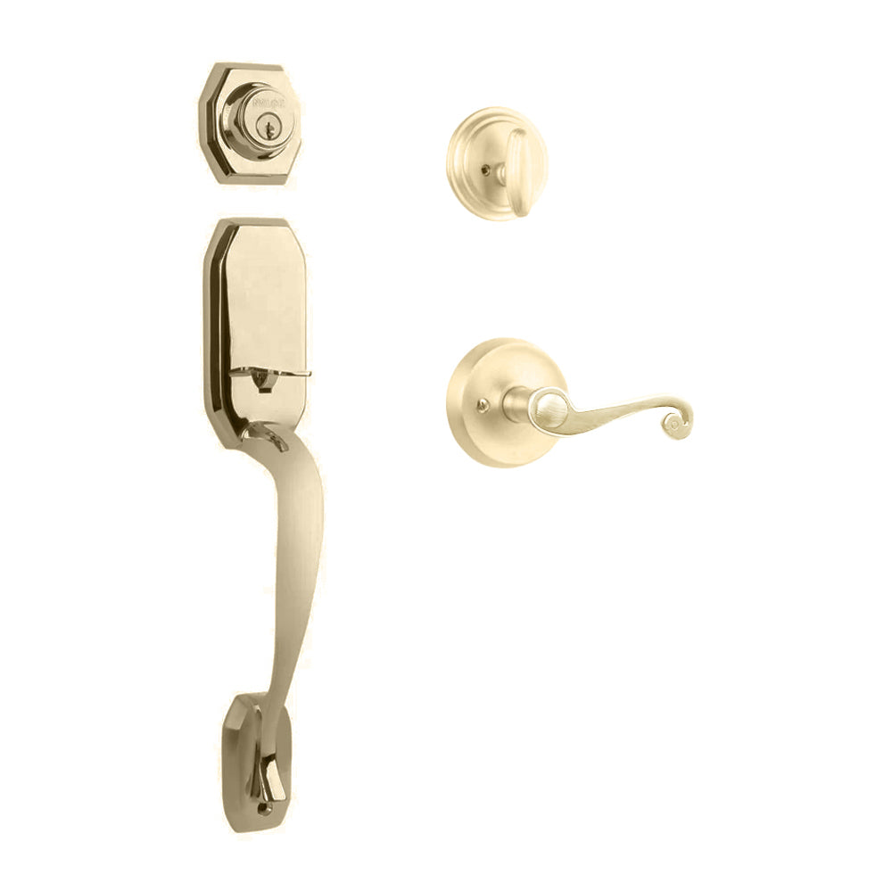 Garrone Entry I/C w/Spira Lever SB BP in Satin Brass