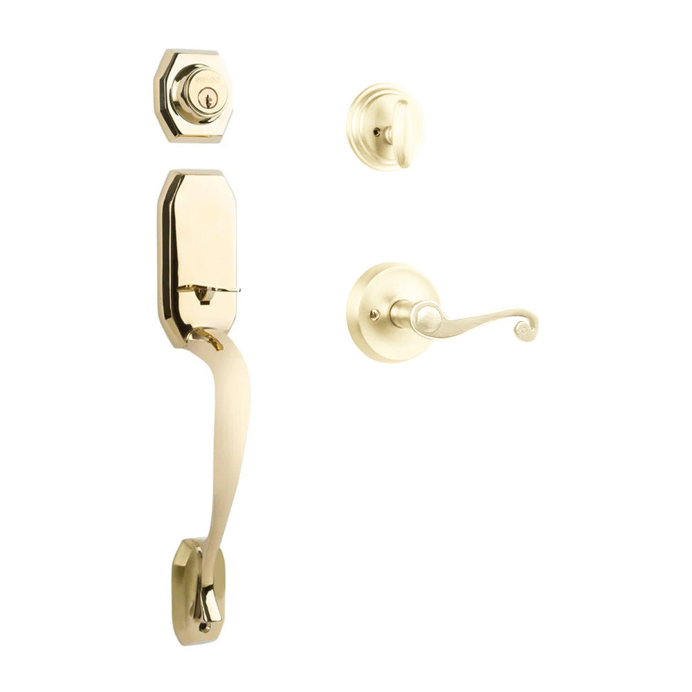 Garrone Entry S/C w/Spira Lever L03 BP in Polished Brass