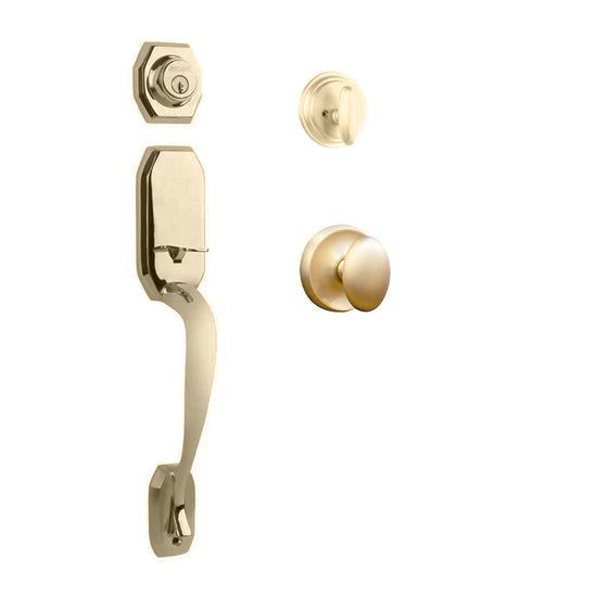 Garrone Entry S/C w/Uovo Knob SB BP in Satin Brass