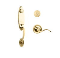 N2LOK Loire double cylinder entrance set with Flutto lever handle in polished finish, showing front view of the lock and handle.