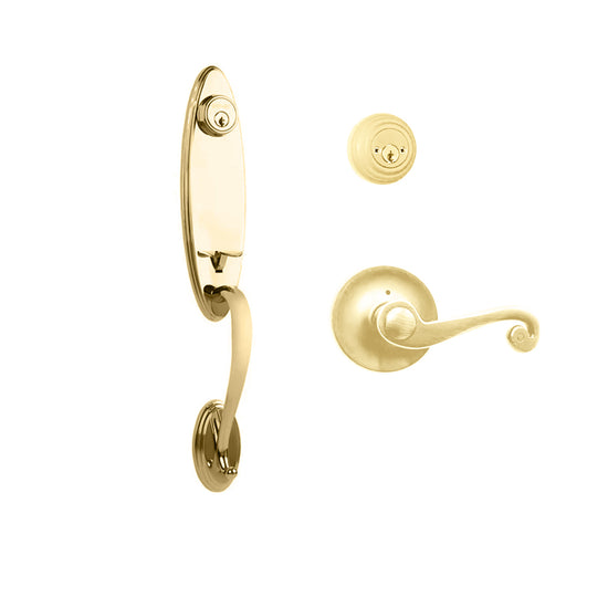 Loire Entry D/C w/Spira Lever L03 BP in Polished Brass