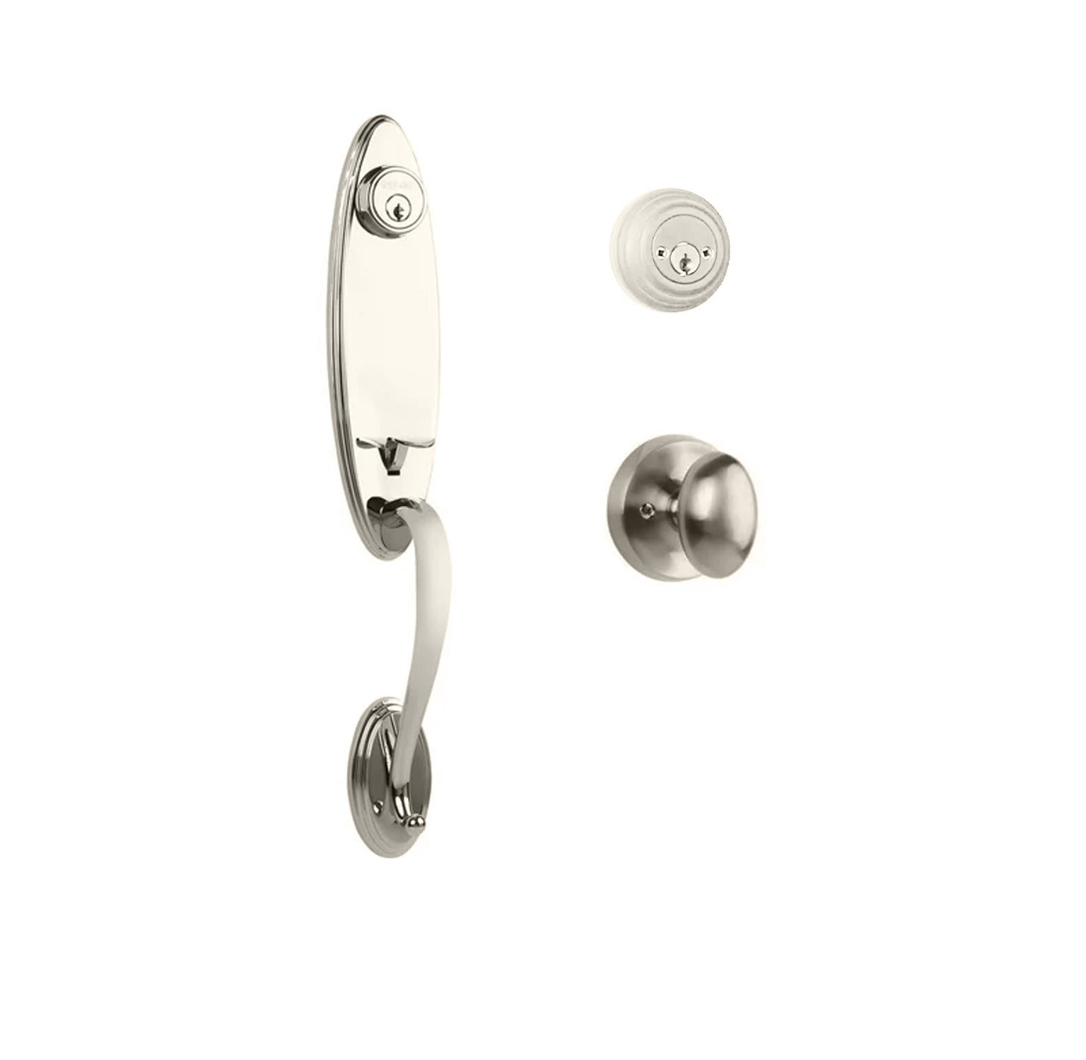 Loire Entry D/C w/Uovo Knob SN BP in Satin Nickel