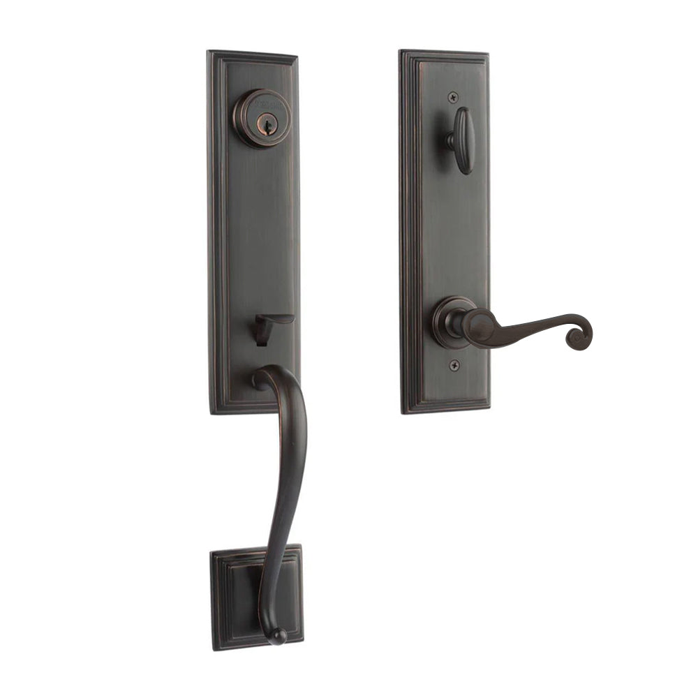 N2LOK Seine Interconnect Entrance Set with spiral lever, black finish, and durable hardware for secure door access.