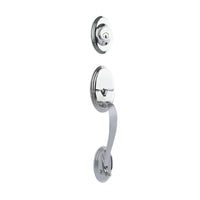 N2LOK Hardware double cylinder entrance set with Flutto lever handle, brass finish, and secure key lock system.