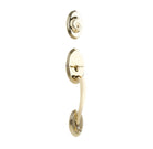 N2LOK Hardware double cylinder entrance set with spiral lever handle, brass finish, and secure key lock mechanism.
