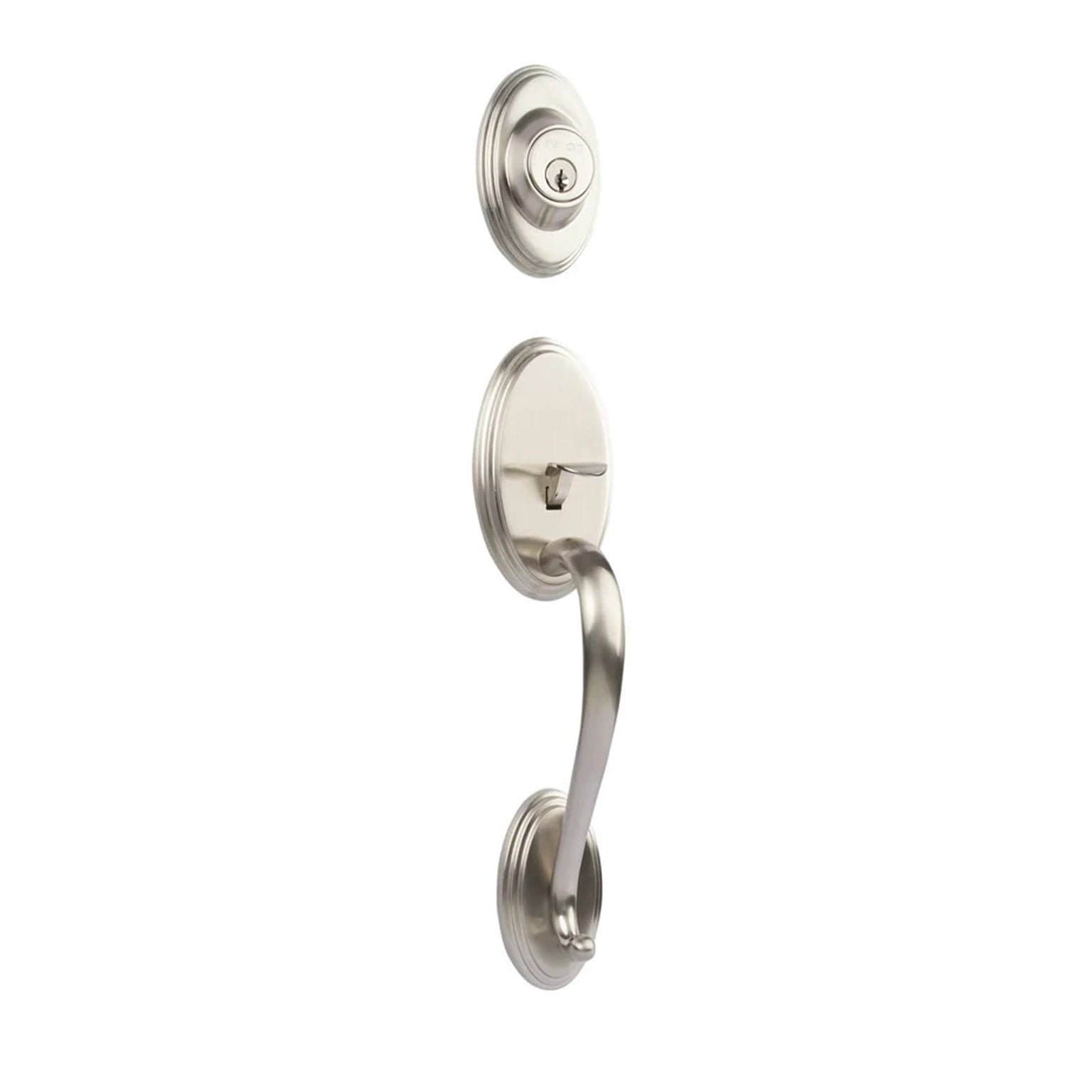 N2LOK Hardware double cylinder entrance set with spiral lever handle in polished finish, showing the detailed lock and handle design.