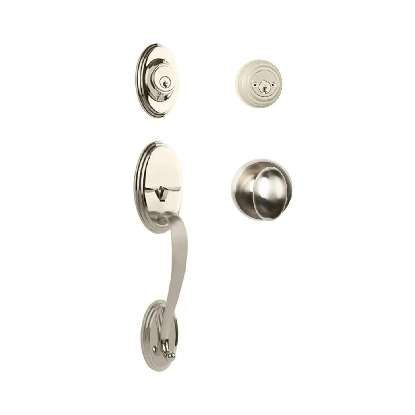 Somme Entry D/C w/Uovo Knob SN BP in Satin Nickel