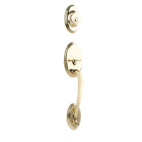 N2LOK Hardware N2LOK Somme single cylinder entrance set with Flutto lever handle, brass finish, and keyhole locking mechanism.