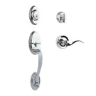 N2LOK Hardware Somme single cylinder entrance set with Flutto lever handle and polished chrome finish.