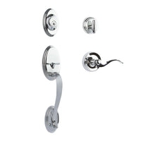 N2LOK Hardware Somme single cylinder entrance set with Flutto lever handle and polished chrome finish.