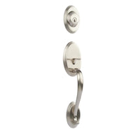 N2LOK Hardware Somme single cylinder entrance set with Flutto lever, featuring brass finish and keyed lock for security.
