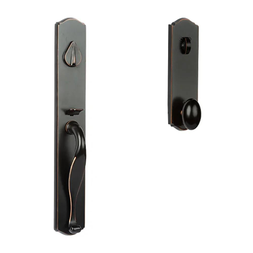 N2LOK Hardware Etna Entrance Set with egg knob, featuring a sleek brass finish and modern design for residential entry doors.