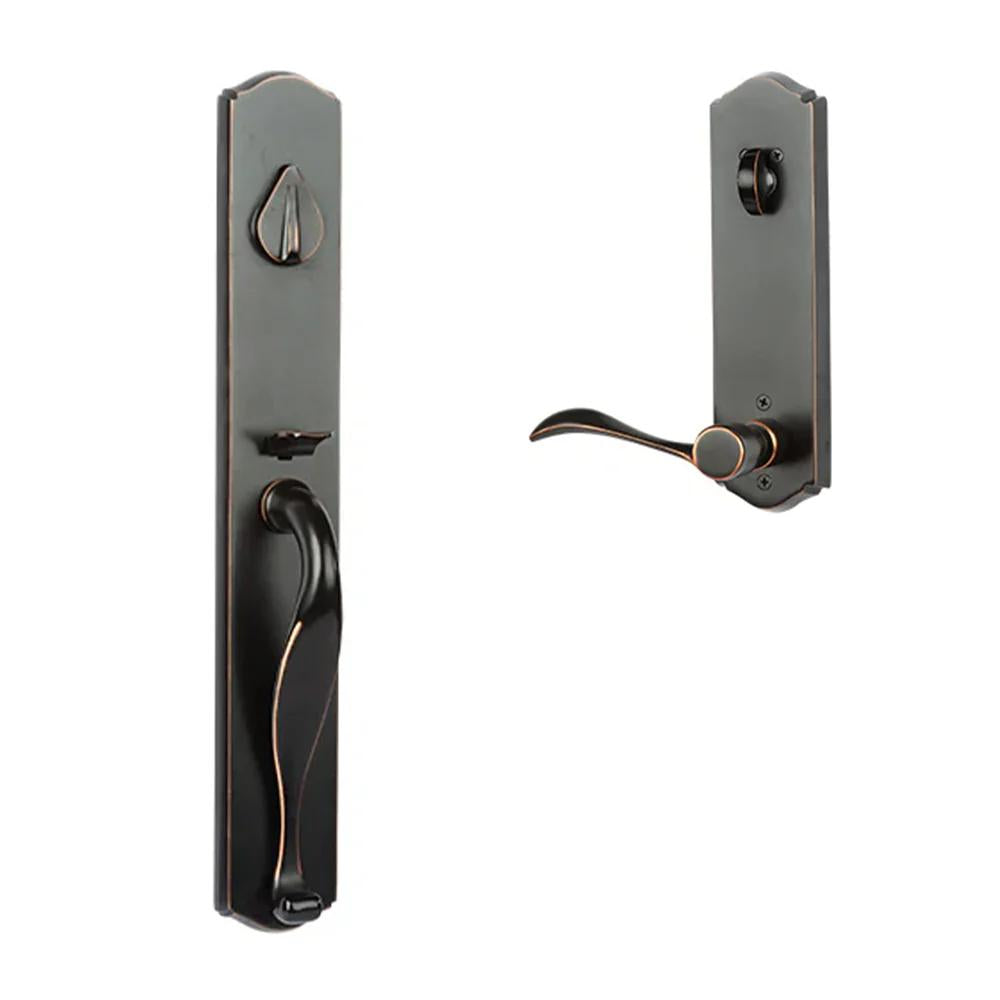 N2LOK Etna Entrance Set with wave lever handle in black finish, featuring a sturdy door lock and handle combo for secure entry.