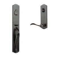 N2LOK Etna Entrance Set with wave lever handle in black finish, featuring a sturdy door lock and handle combo for secure entry.
