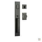 N2LOK Agrigento entrance set with flat knob and hardware for door installation, featuring modern metallic design.