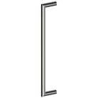 Stainless steel CETINA entrance pull handle by Style Finish Doorware, 25mm diameter, mounted on door with polished finish.