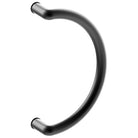 Stainless steel CURVE entrance pull handles by Style Finish Doorware, 32mm diameter x 350mm center-to-center, polished finish.