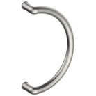 Stainless steel CURVE entrance pull handles, 32mm diameter and 350mm center-to-center, by Style Finish Doorware.