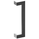Stainless steel LINEA OFFSET entrance pull handle by Style Finish Doorware, 38mm x 25mm, mounted on door.