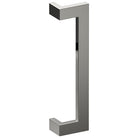 Stainless steel LINEA OFFSET entrance pull handle by Style Finish Doorware, 38mm x 25mm, mounted on door.