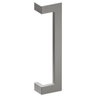 Stainless steel LINEA OFFSET entrance pull handle by Style Finish Doorware, 38mm x 25mm, mounted on a door.