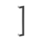 Stainless steel LINEA OFFSET entrance pull handle by Style Finish Doorware, 38mm x 25mm, mounted on door.