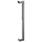 Stainless steel LINEA OFFSET entrance pull handle by Style Finish Doorware, 38mm x 25mm, mounted on a door.