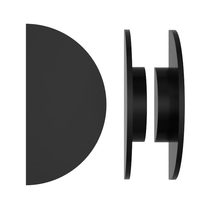 Semi-circular entrance pull handle by Style Finish Doorware with a 10mm face, black finish, mounted on a door.