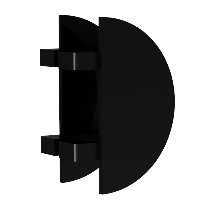 Black M02 Offset Semi-Circular Entrance Pull Handle by Style Finish Doorware with 10mm face, shown installed on door.