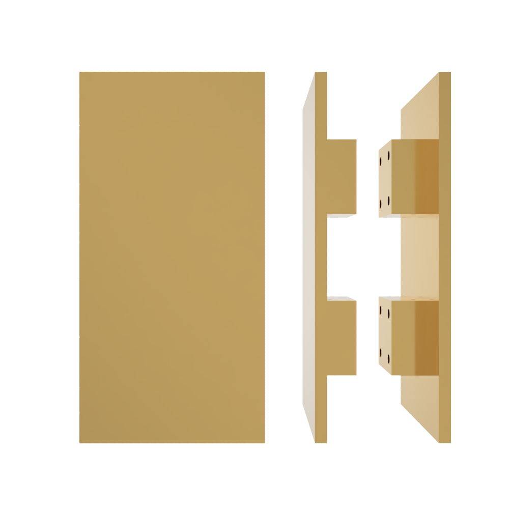 Pair of M04 Rectangular Entrance Pull Handles, 10mm Face, 300mm x 150mm in Satin Brass