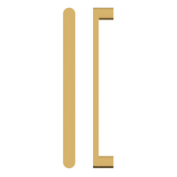Style Finish Doorware M05 entrance pull handles, 25mm diameter, metallic finish, installed on a door for easy gripping and opening.