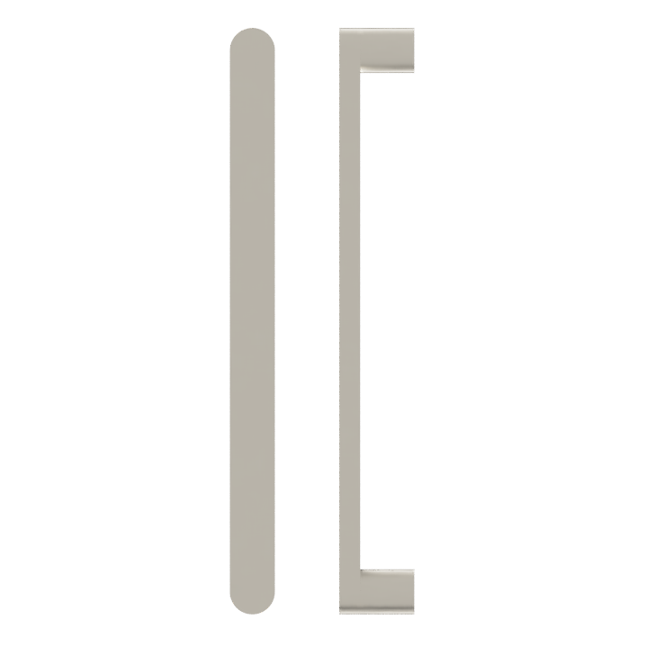 Stainless steel M05 entrance pull handle by Style Finish Doorware, 25mm diameter, mounted on door for easy grip.