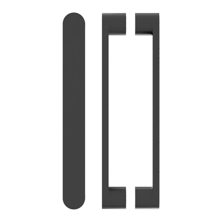 Black M05 entrance pull handles by Style Finish Doorware, 40mm diameter, sleek modern design for doors.