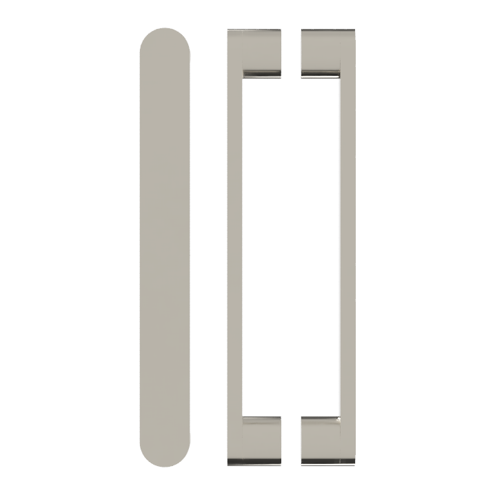 Pair BTB Entrance Pull Handle , Front W40mm x H12mm, Stands H35mm, Projection 57mm PS in Polished Nickel