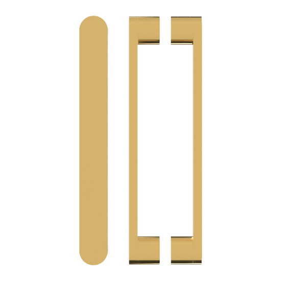 Pair BTB Entrance Pull Handle , Front W40mm x H12mm, Stands H35mm, Projection 57mm PS in Satin Brass