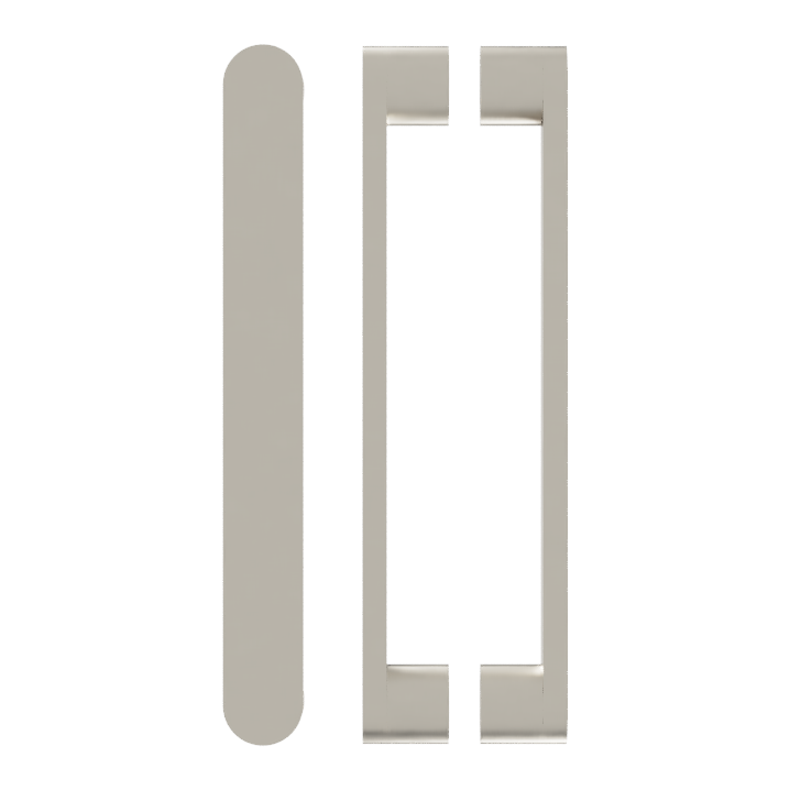Stainless steel M05 entrance pull handle, 40mm width, by Style Finish Doorware, mounted on a door with a sleek, modern design.