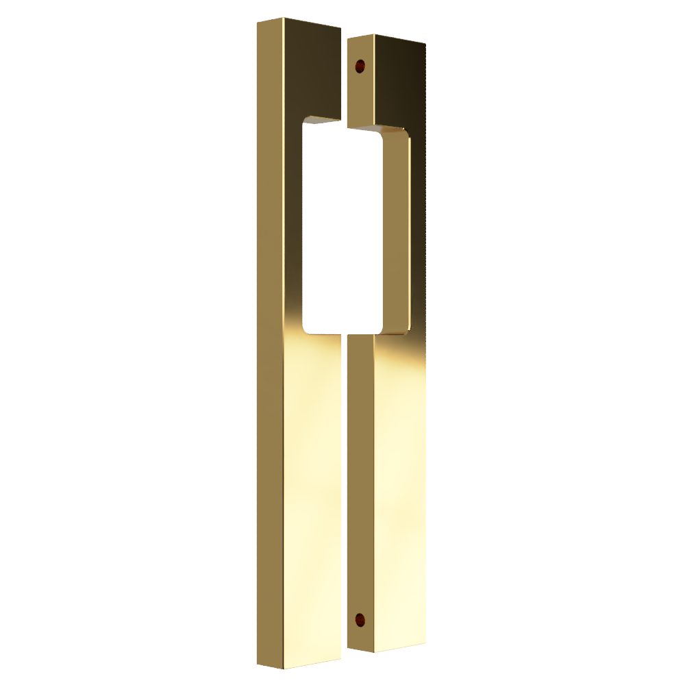 Pair of Blade Pull Handles with Cutout, 900mm long x 19mm wide x 40mm, back to back fixed in Satin Brass Unlaquered