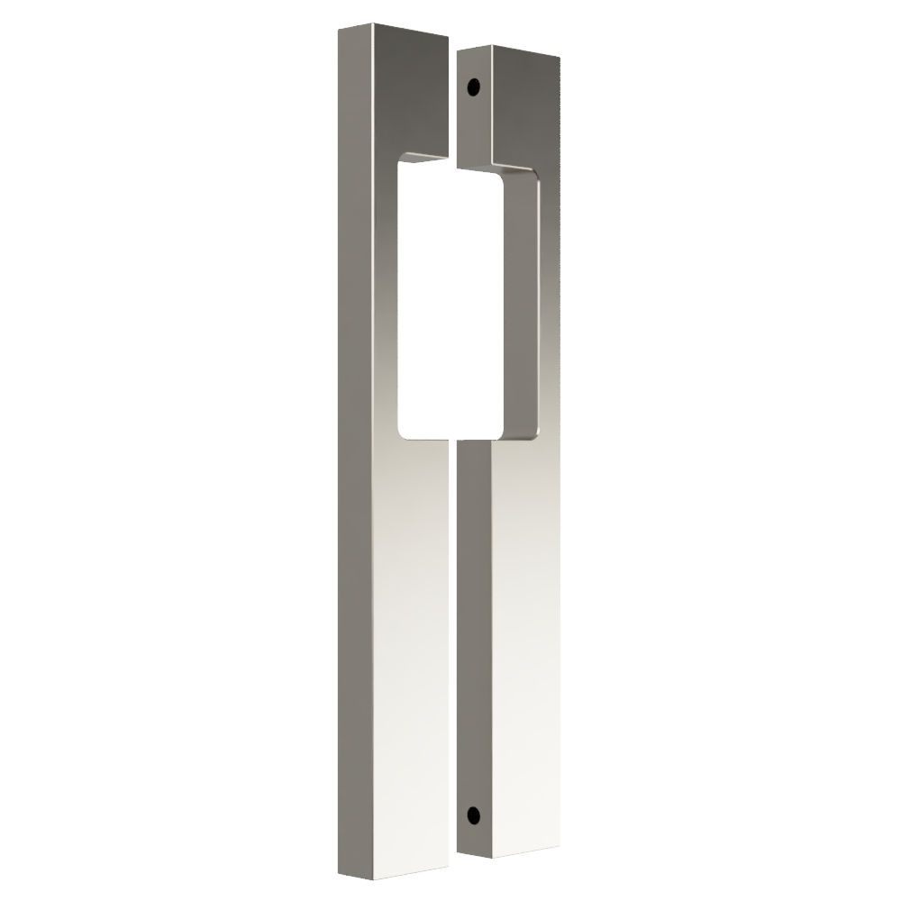 Pair of Style Finish Doorware M09 Blade Pulls with cutout design in satin nickel finish for modern cabinet or drawer pulls