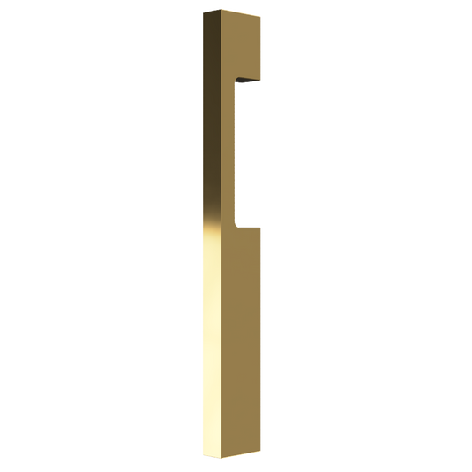 Single Blade Pull Handle with Cutout, 900mm long x 19mm wide x 40mm projection, surface fixed in Satin Brass Unlaquered